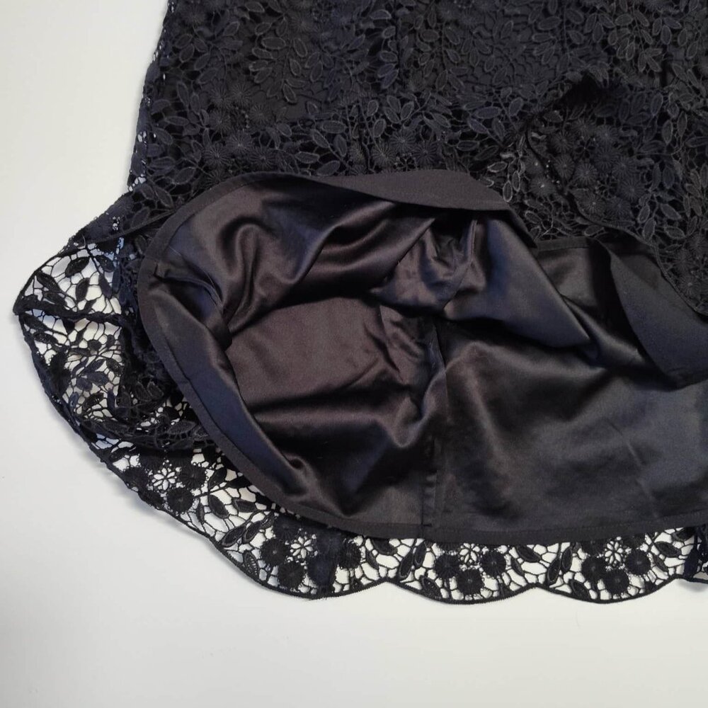 Garnet Hill BLACK Lace-Overlay, A-Line skirt, Size 10 - Picture 8 of 14